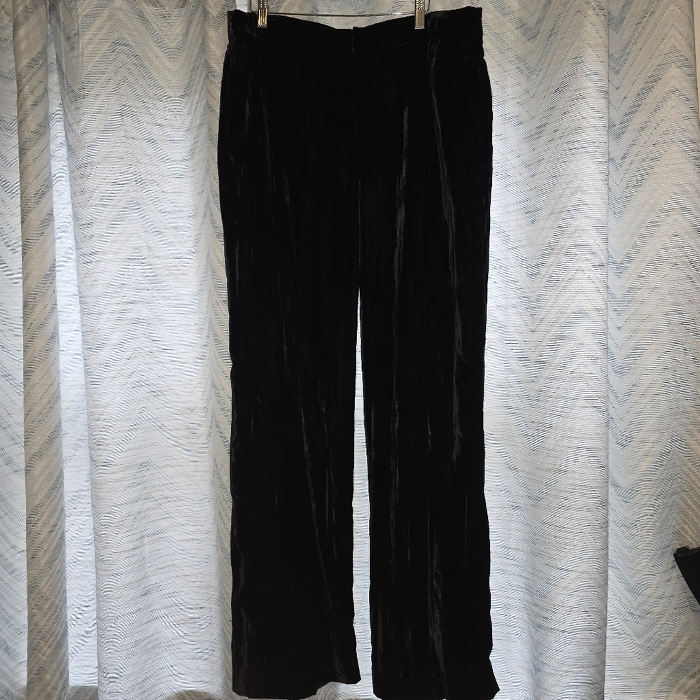 Zara High Waisted Wide Crushed Velvet Trousers